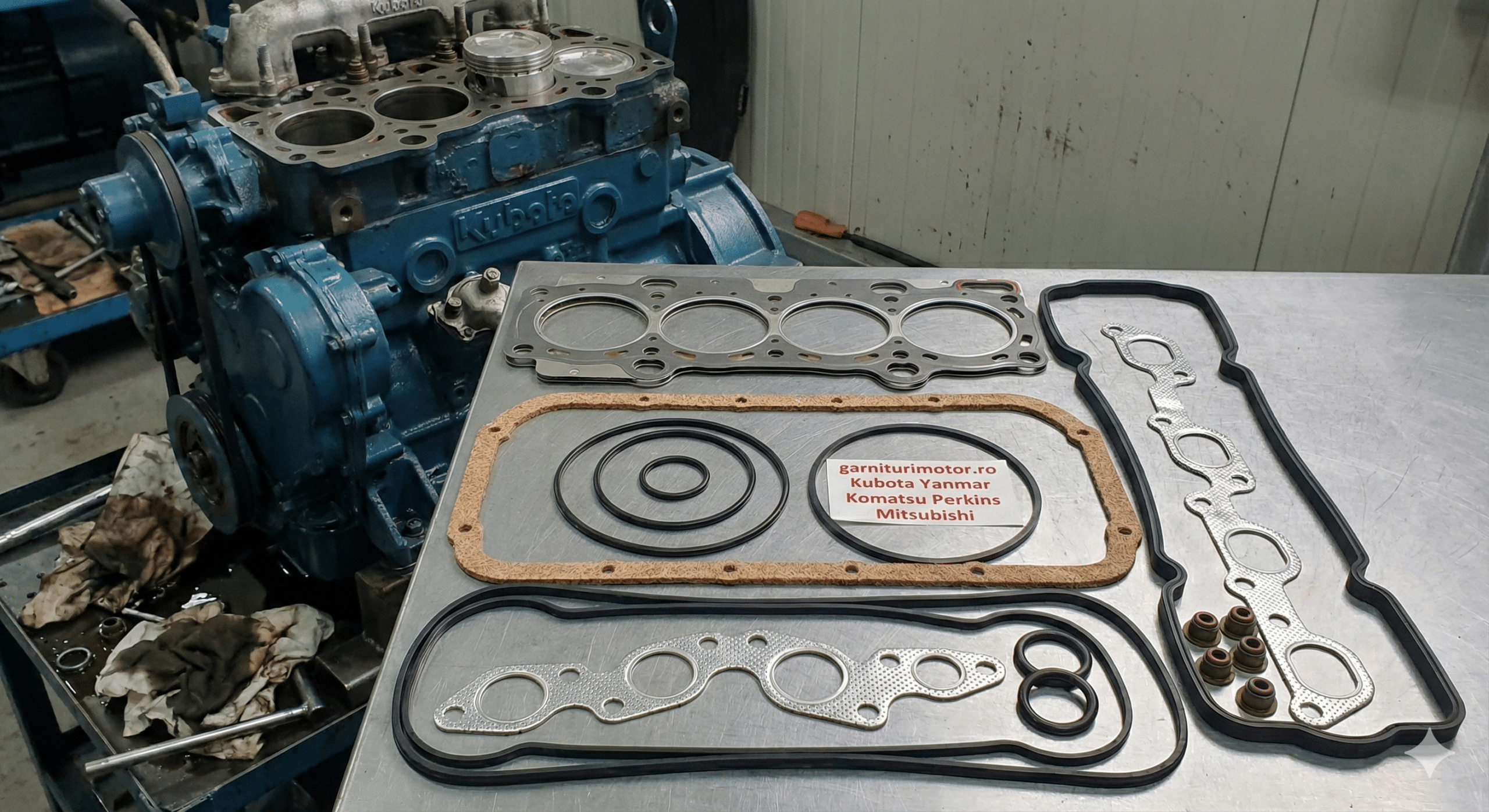 Set complet garnituri motor agricultural industrial Kubota, Yanmar, Perkins și Mitsubishi garniturimotor.ro